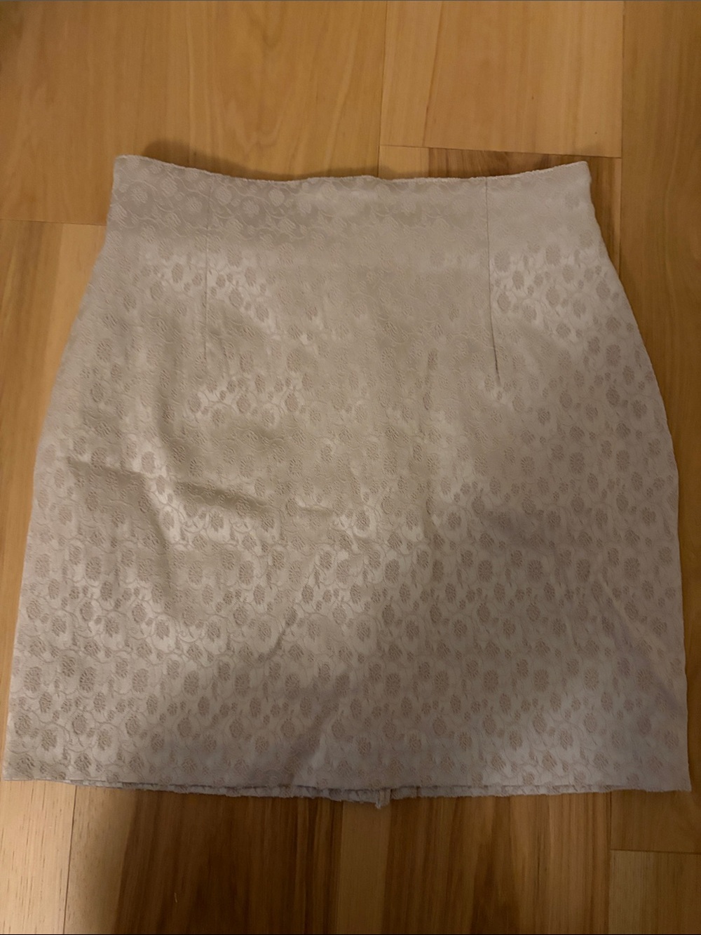 Textured Cream Mini Skirt - Sleek Jacquard Finish